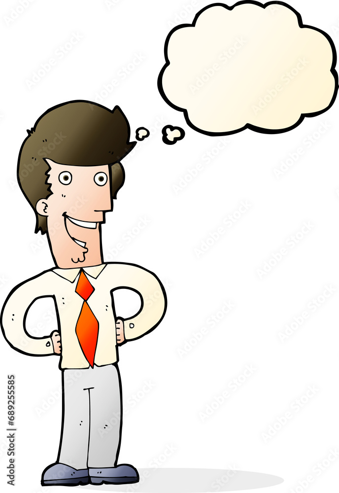 cartoon happy man with thought bubble cartoon happy man with thought bubble