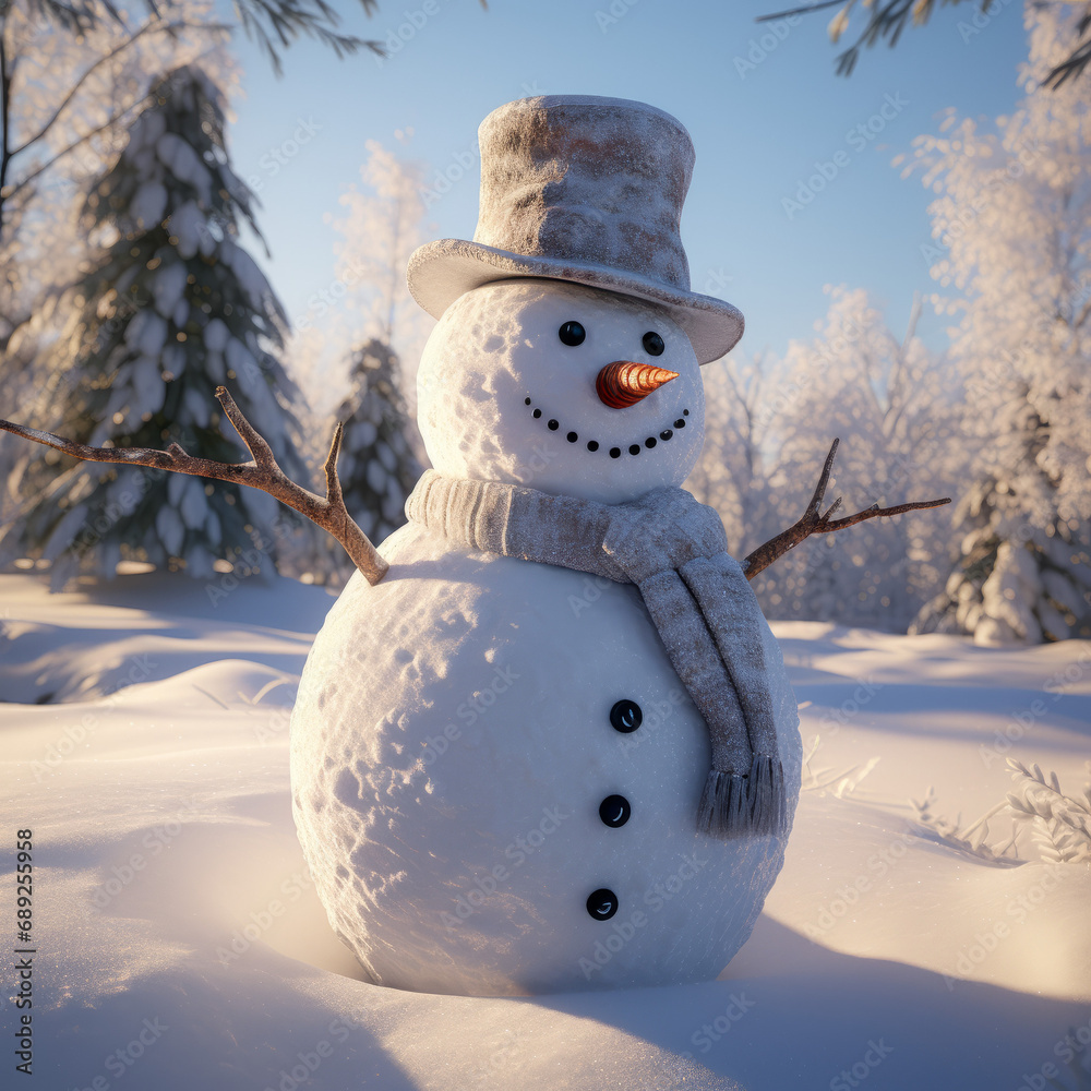 Obraz premium snowman in the forest