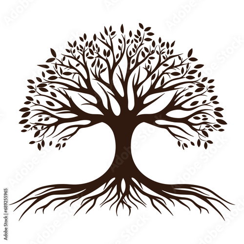 Tree with Root Silhouette vector isolated on a white background  A Tree root logotype silhouette