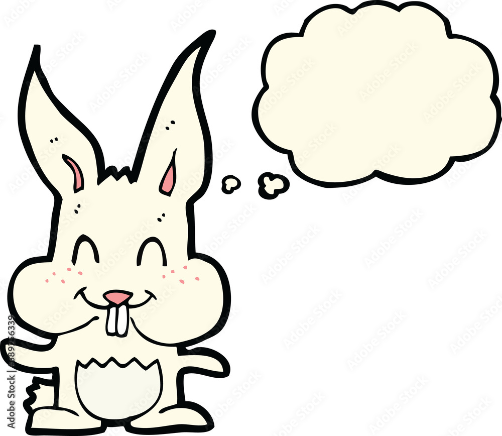 cartoon rabbit with thought bubble cartoon rabbit with thought bubble