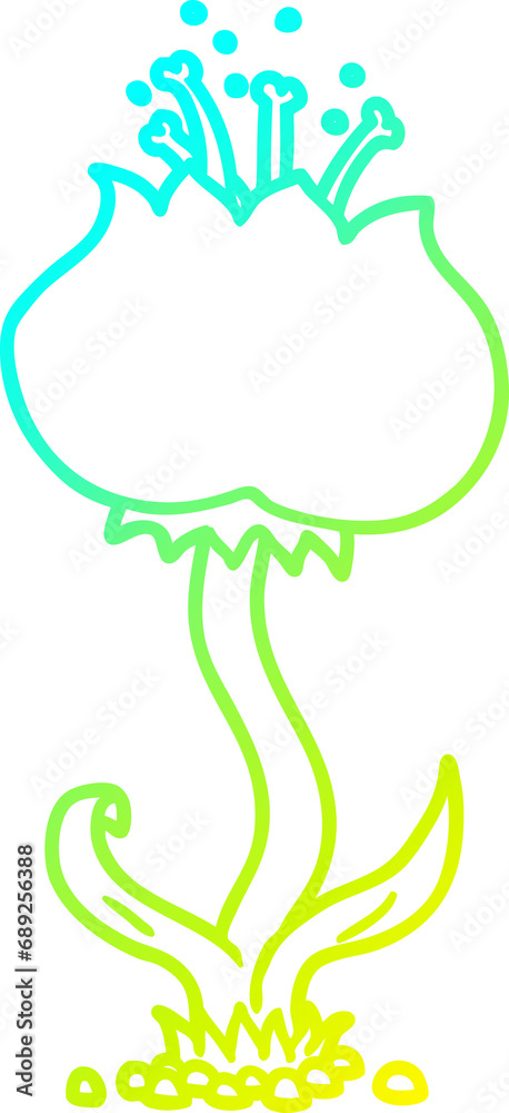 cold gradient line drawing of a cartoon exotic flower cold gradient line drawing of a cartoon exotic flower