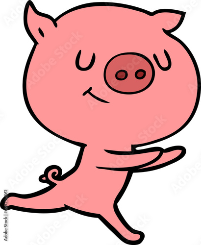 happy cartoon pig