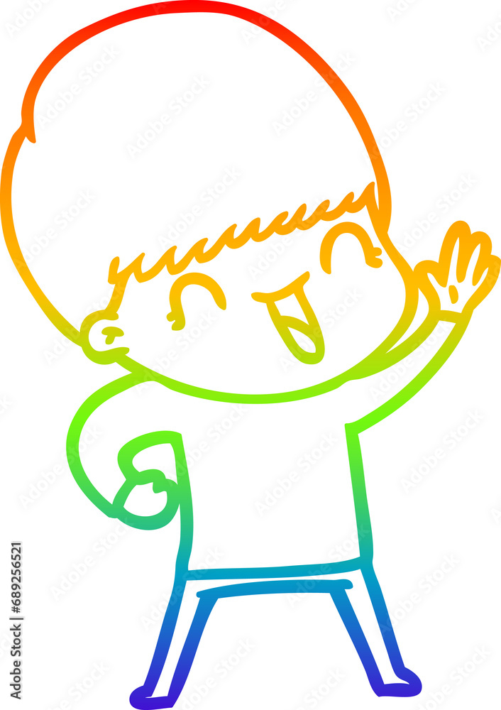 rainbow gradient line drawing of a happy cartoon boy rainbow gradient line drawing of a happy cartoon boy