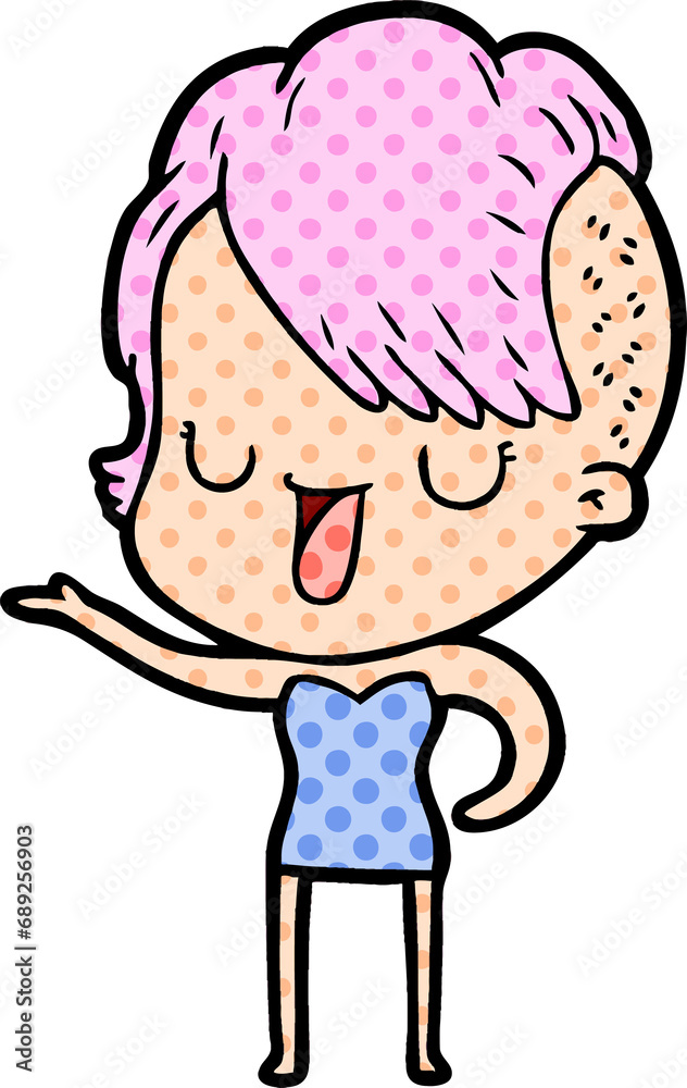 cute cartoon girl with hipster haircut cute cartoon girl with hipster haircut
