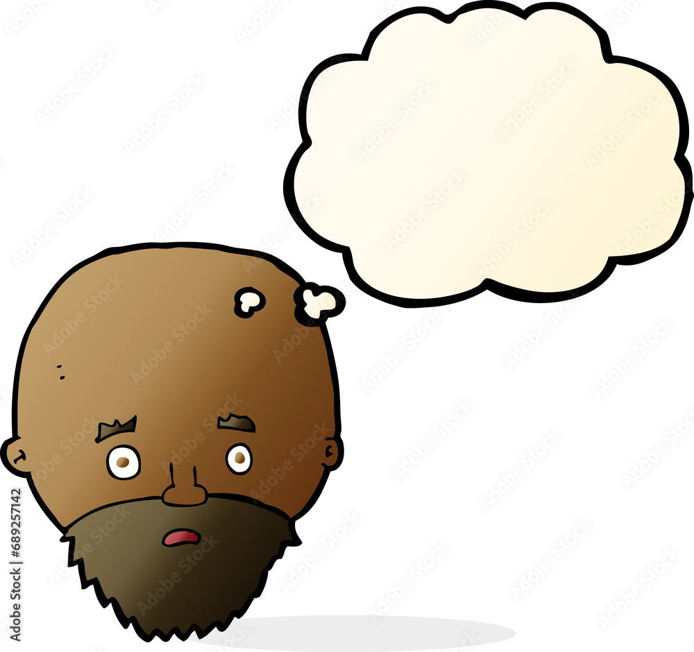 cartoon shocked man with beard with thought bubble cartoon shocked man with beard with thought bubble