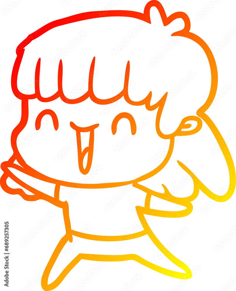 warm gradient line drawing of a cartoon woman warm gradient line drawing of a cartoon woman