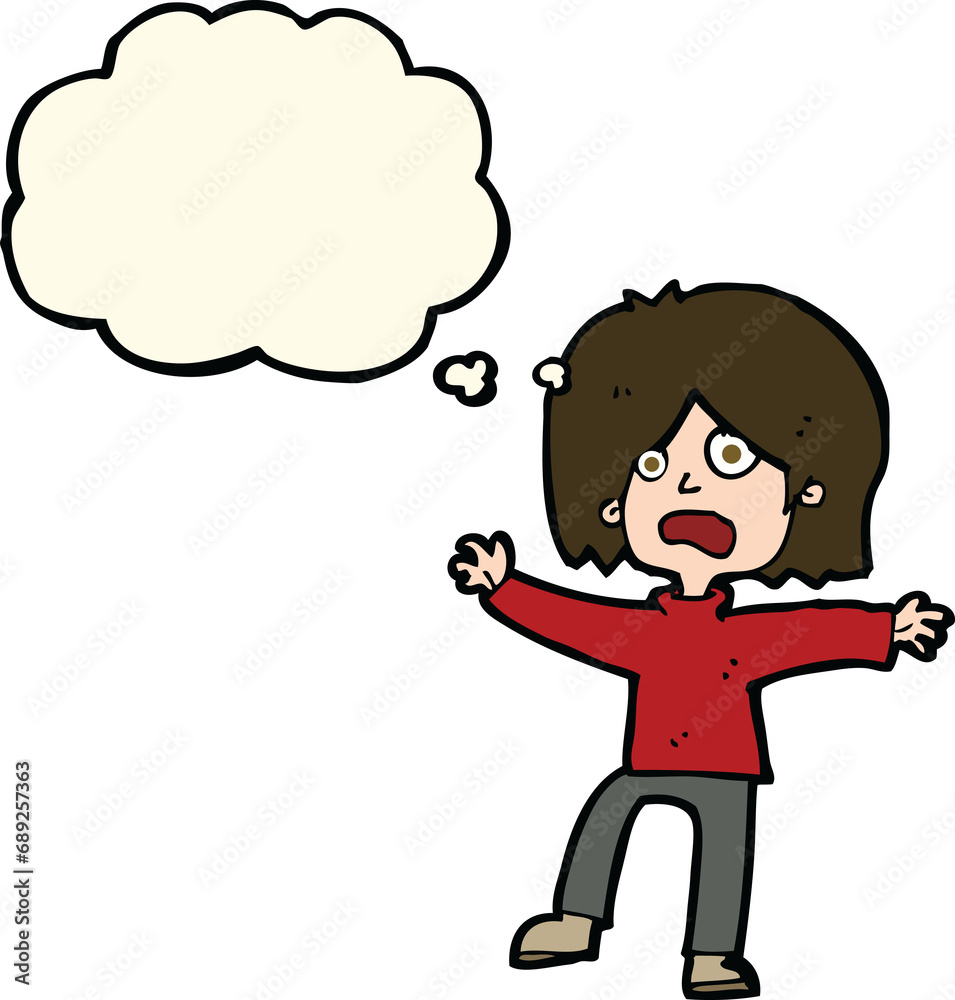 cartoon scared person with thought bubble cartoon scared person with thought bubble