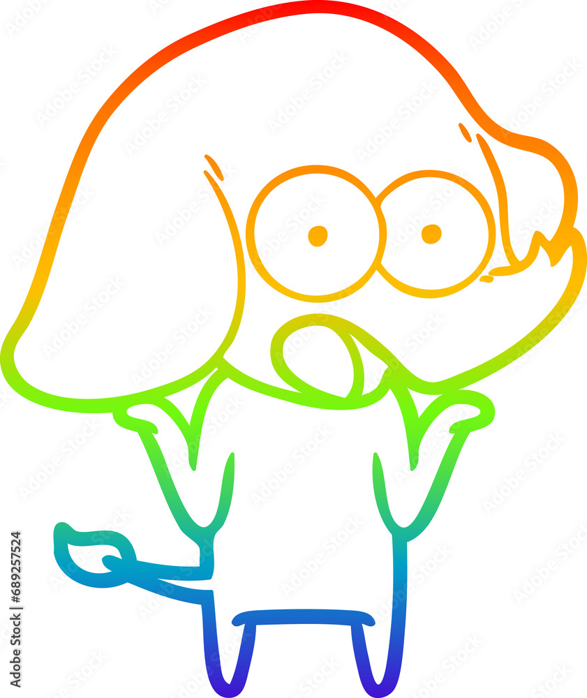 Obraz premium rainbow gradient line drawing of a cute cartoon elephant