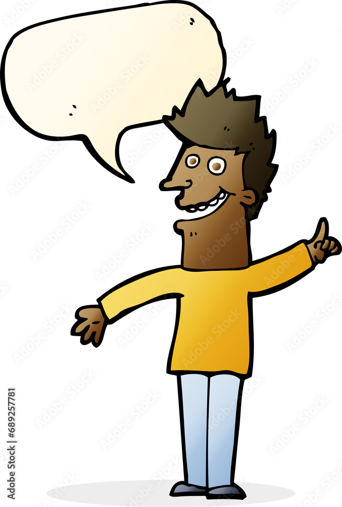 cartoon happy man with speech bubble cartoon happy man with speech bubble