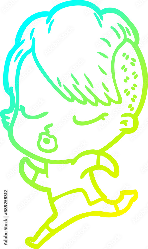 cold gradient line drawing of a cartoon pretty hipster girl cold gradient line drawing of a cartoon pretty hipster girl