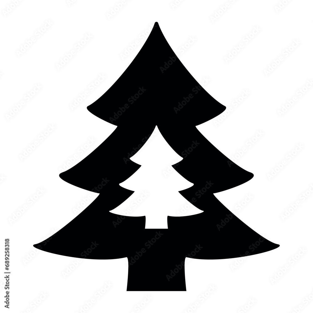 Obraz premium Christmas tree silhouette icon Vector
