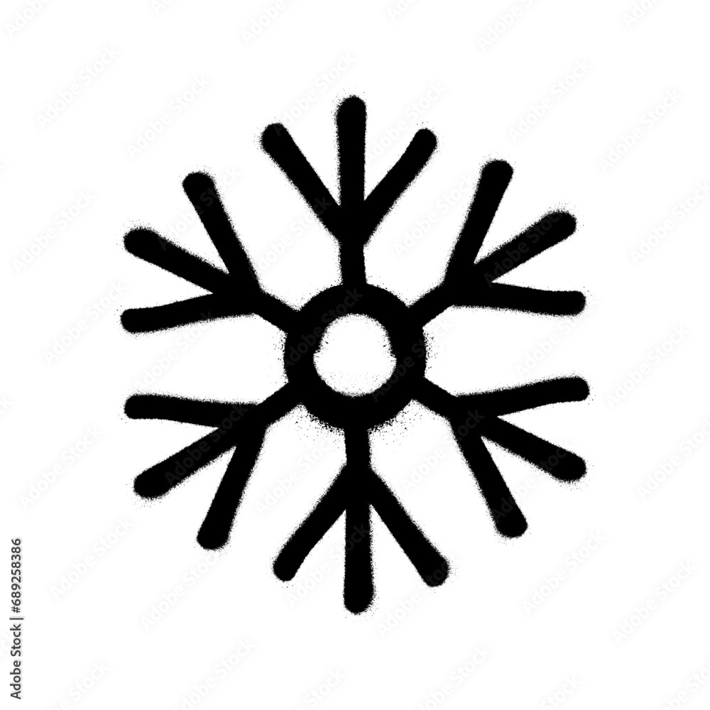 Sprayed snowflakes with overspray in black over white. Vector illustration. Sprayed snowflakes with overspray in black over white. Vector illustration.
