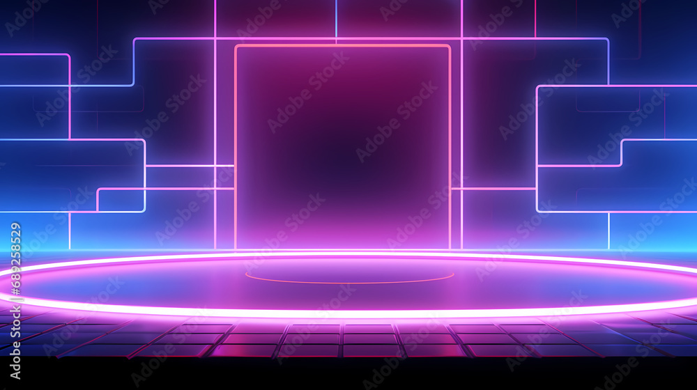 neon panel background with space for branding , ideal for product,3d rendering podium platform neon panel background with space for branding , ideal for product,3d rendering podium platform