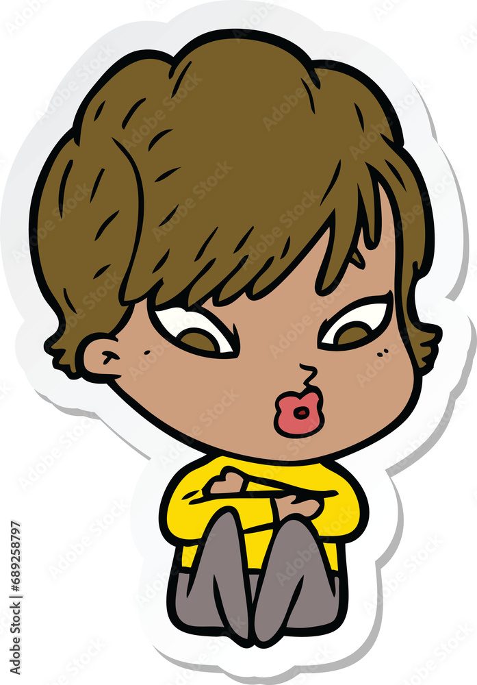 sticker of a cartoon woman