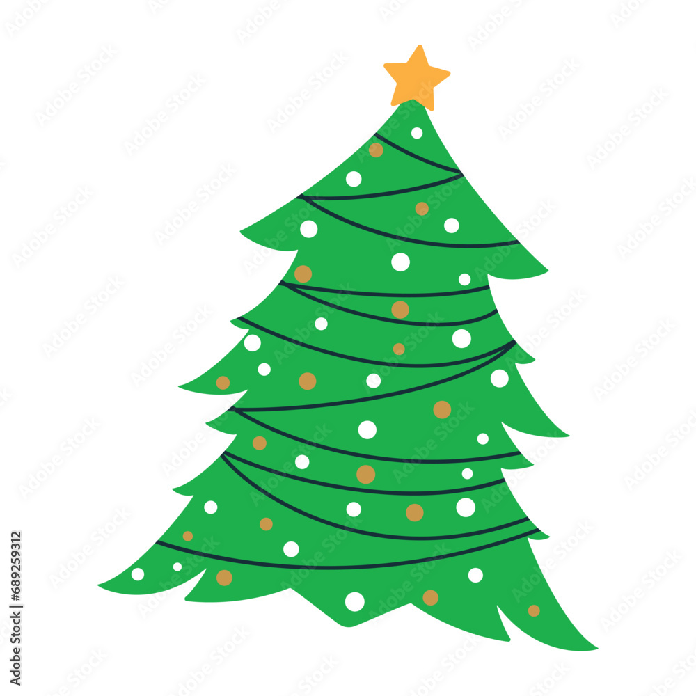 Colored christmas tree icon Vector