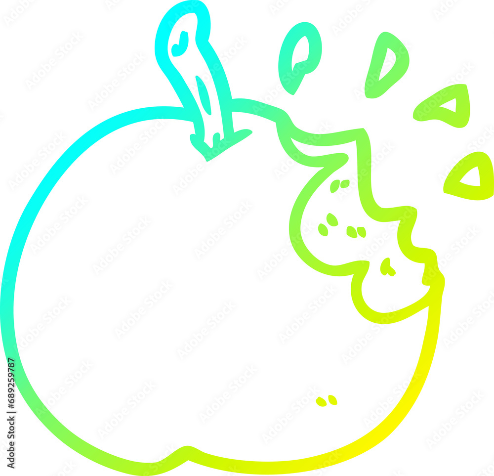 cold gradient line drawing of a fresh bitten apple cold gradient line drawing of a fresh bitten apple