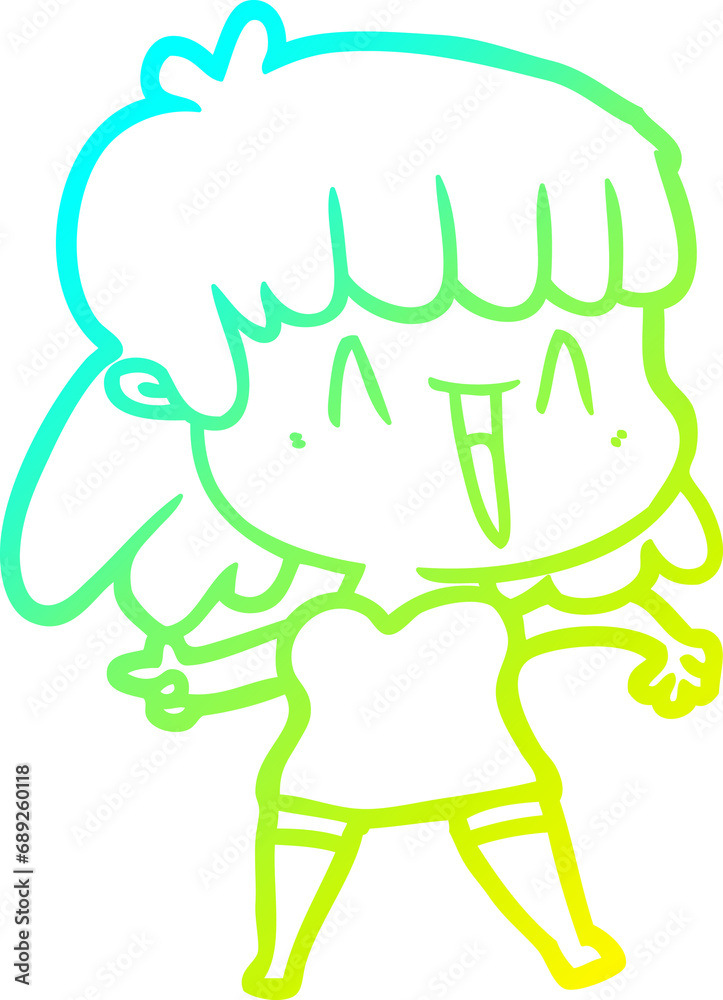 cold gradient line drawing of a cartoon woman cold gradient line drawing of a cartoon woman