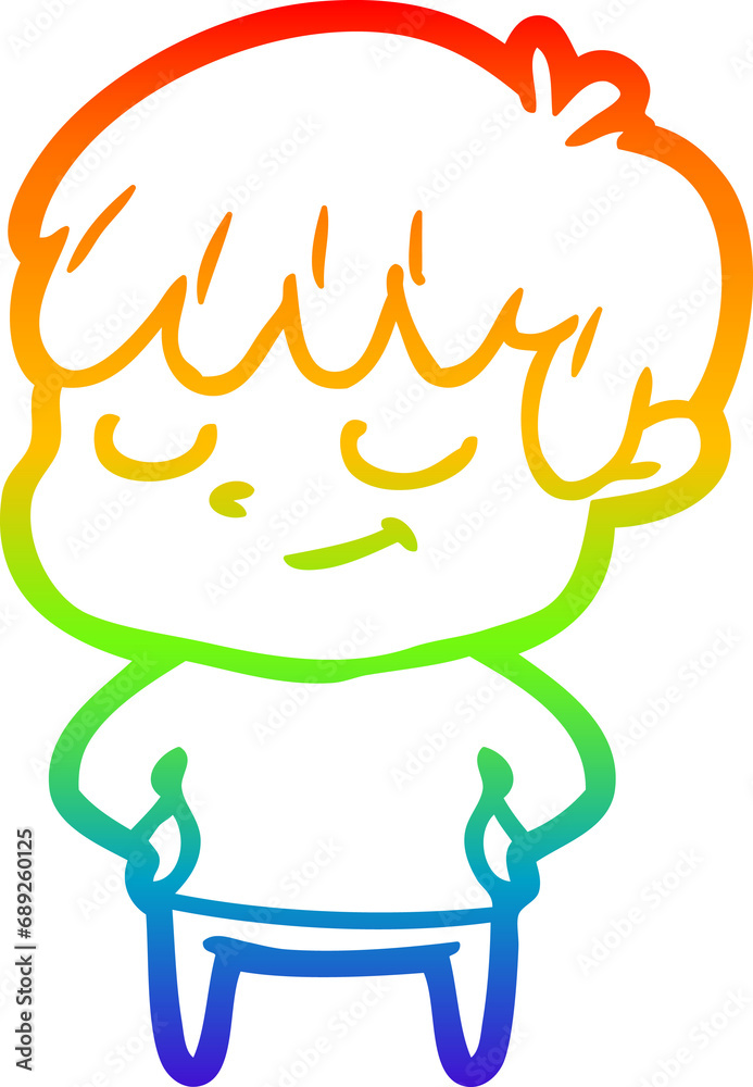 rainbow gradient line drawing of a cartoon happy boy rainbow gradient line drawing of a cartoon happy boy