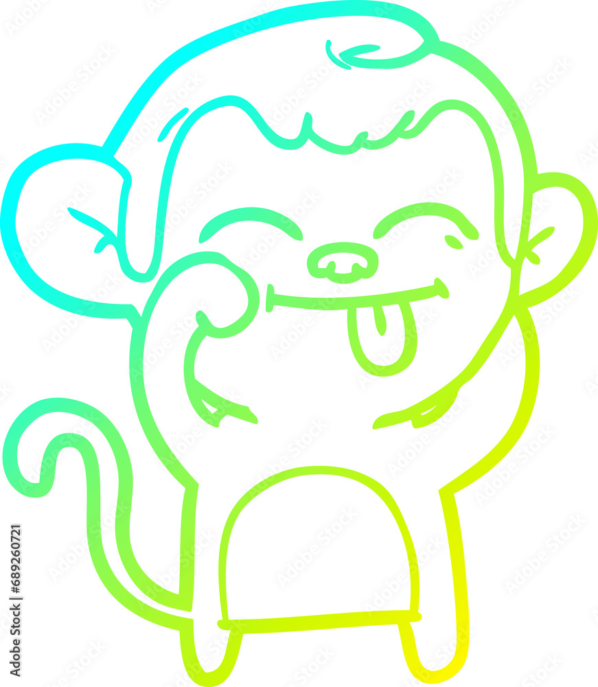 cold gradient line drawing of a funny cartoon monkey cold gradient line drawing of a funny cartoon monkey