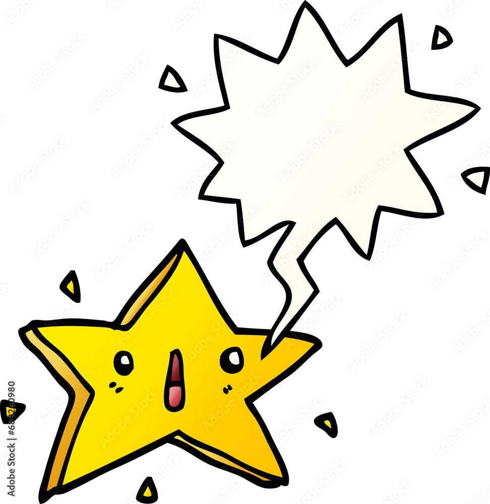 cute cartoon star with speech bubble in smooth gradient style cute cartoon star with speech bubble in smooth gradient style