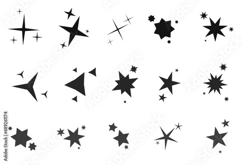 Shooting Star Black. Shooting star with an elegant star trail on a white background. Festive star sprinkles, powder. Vector png.