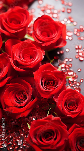 Elegant Valentine s Day Roses and Glittering Heart