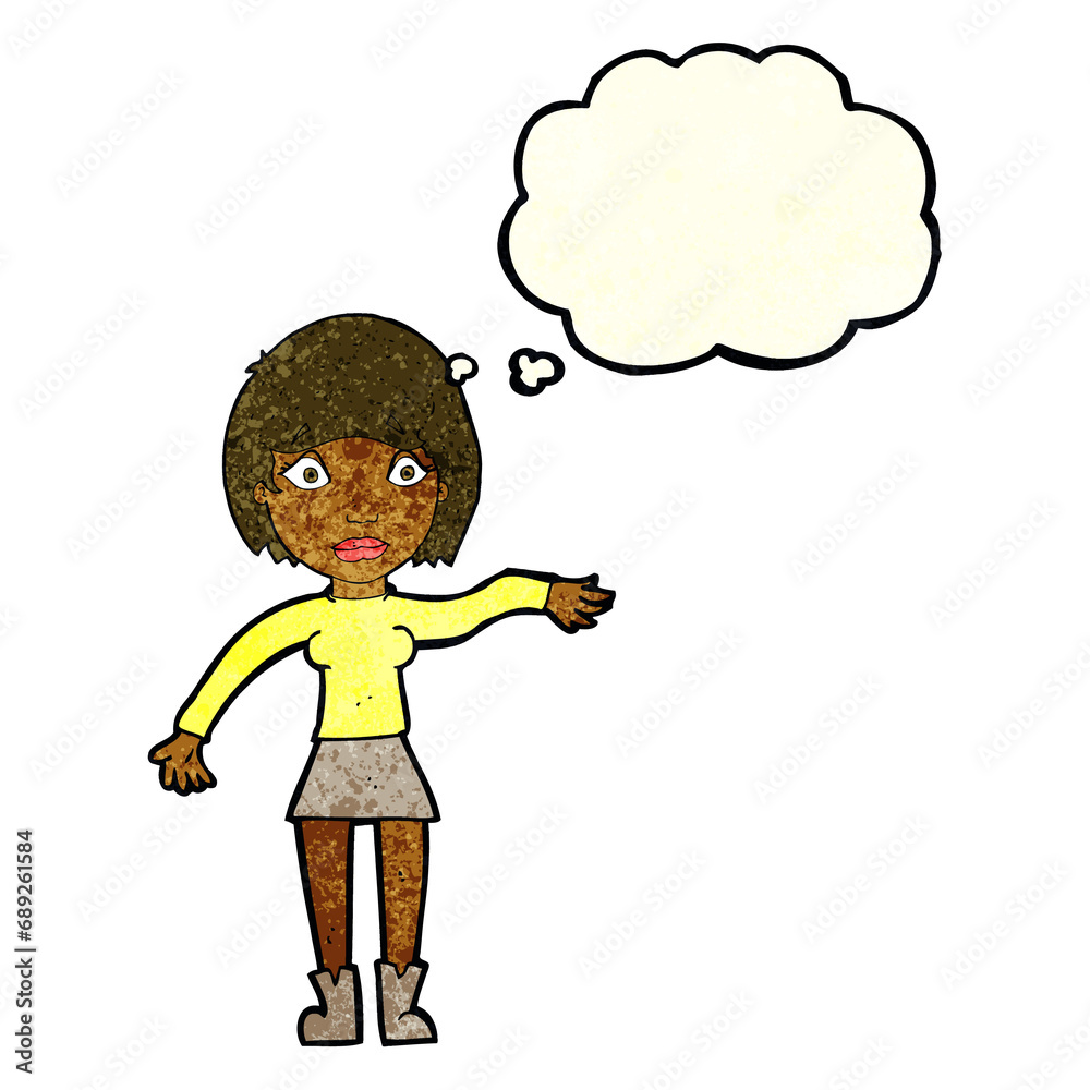 cartoon surprised woman with thought bubble cartoon surprised woman with thought bubble