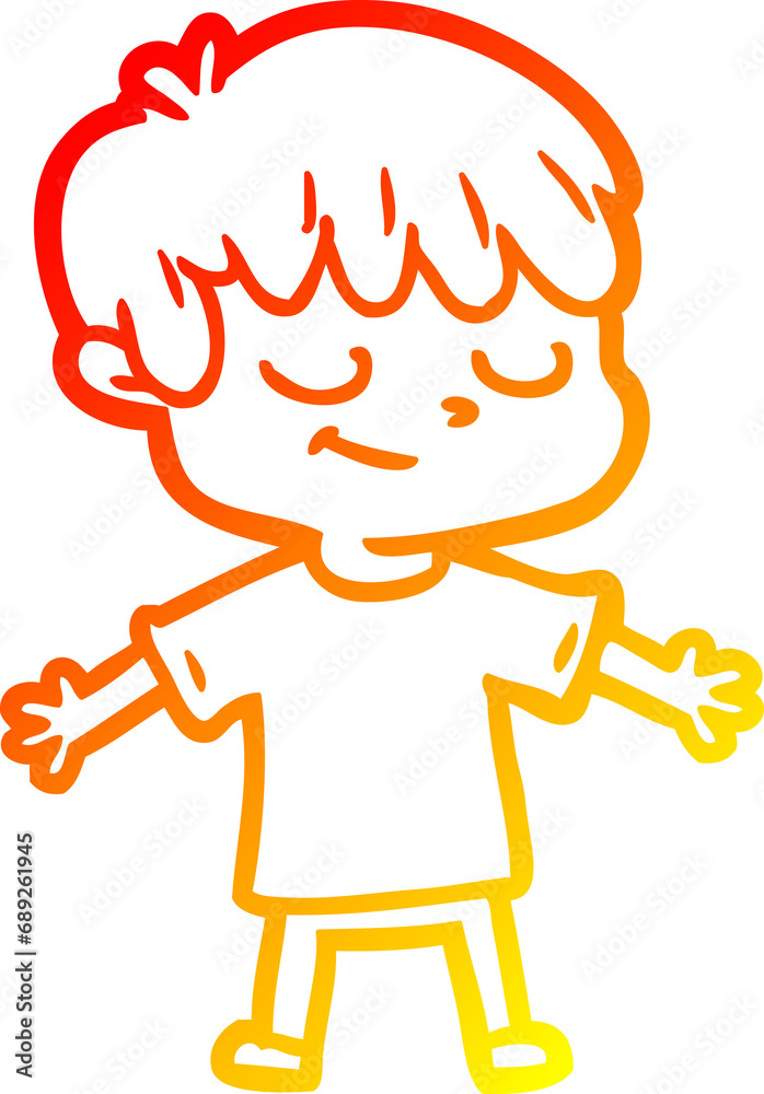 warm gradient line drawing of a cartoon happy boy warm gradient line drawing of a cartoon happy boy