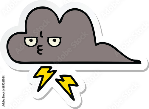 sticker of a cute cartoon storm cloud