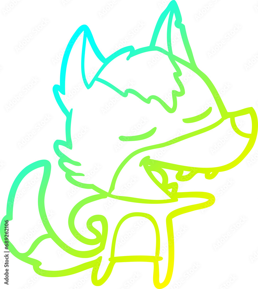 cold gradient line drawing of a cartoon wolf laughing cold gradient line drawing of a cartoon wolf laughing