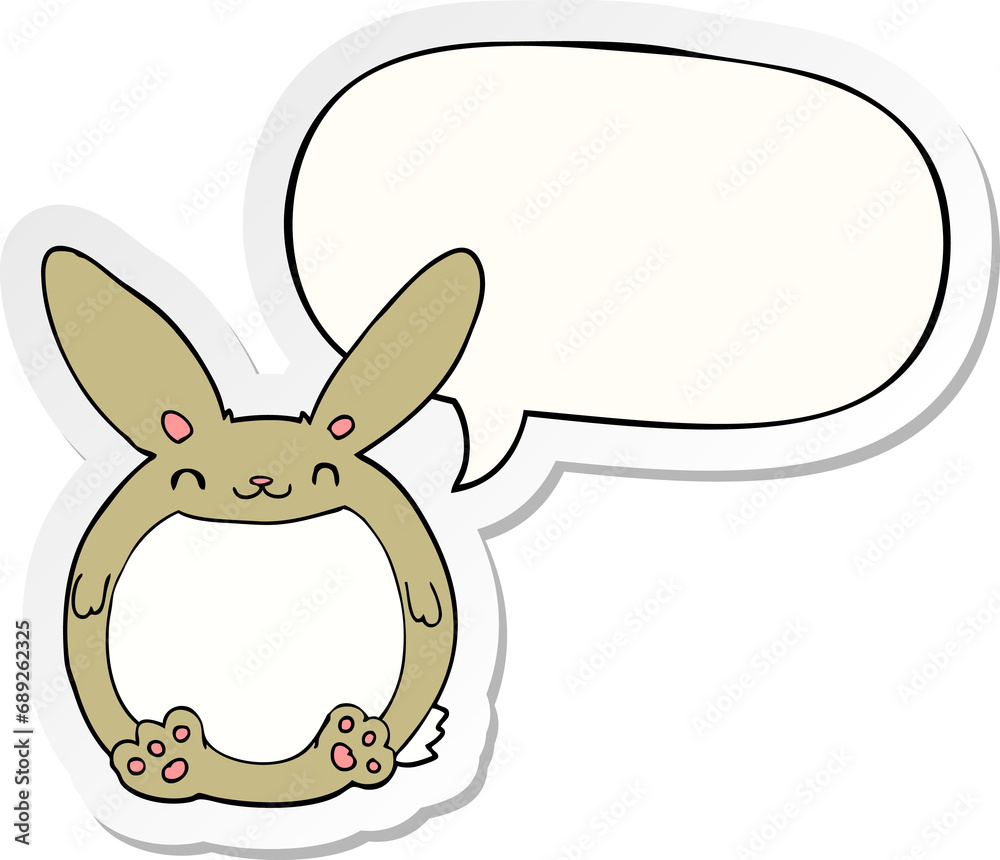 cartoon rabbit with speech bubble sticker cartoon rabbit with speech bubble sticker