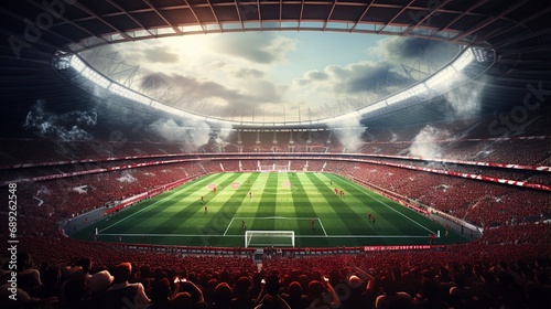 3D illustration, 3D representation, Soccer game in the stadium