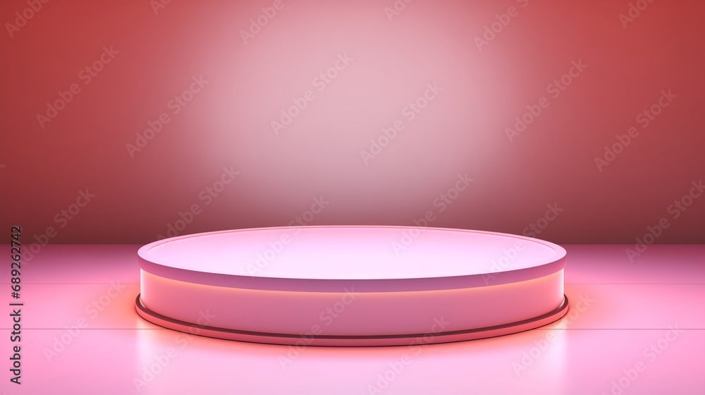 round podium for display on pink studio background round podium for display on pink studio background