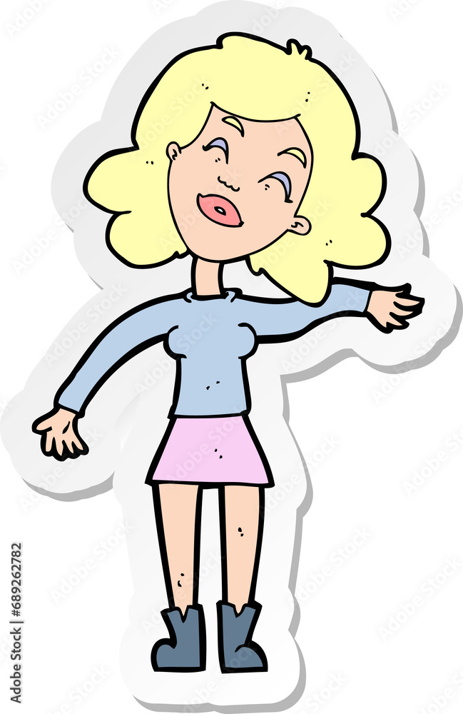sticker of a cartoon woman only joking sticker of a cartoon woman only joking