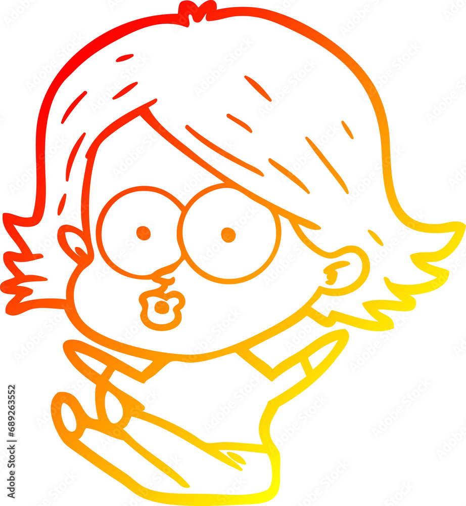 Obraz premium warm gradient line drawing of a cartoon girl pouting