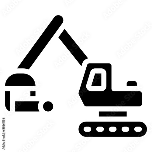 Excavator Chopping Wood Icon