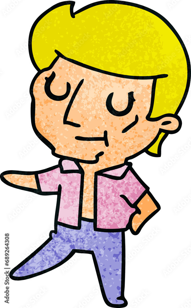 freehand drawn textured cartoon of kawaii older man freehand drawn textured cartoon of kawaii older man