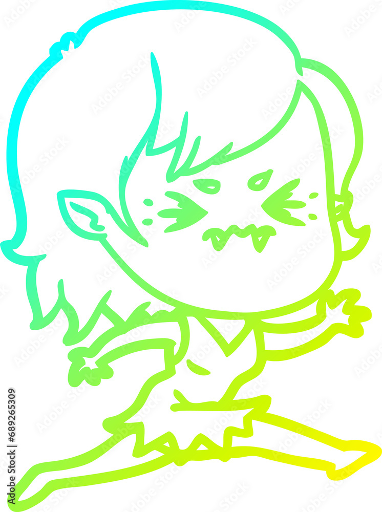 cold gradient line drawing of a annoyed cartoon vampire girl cold gradient line drawing of a annoyed cartoon vampire girl