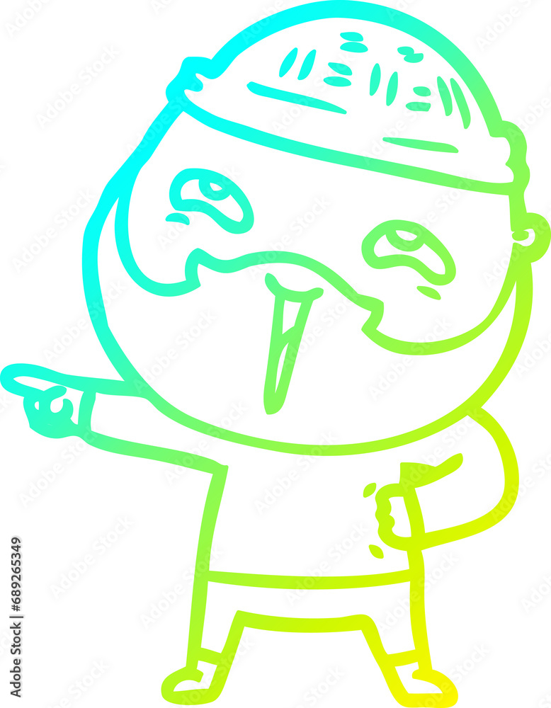cold gradient line drawing of a cartoon happy bearded man cold gradient line drawing of a cartoon happy bearded man