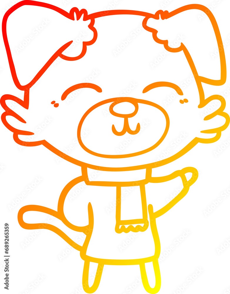 warm gradient line drawing of a cartoon dog warm gradient line drawing of a cartoon dog