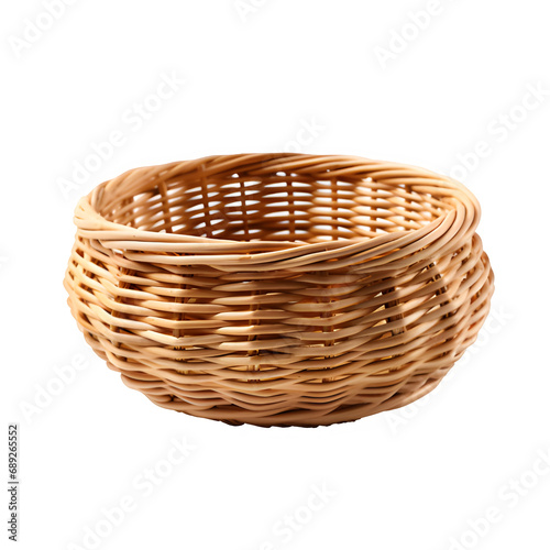 rattan basket isolated on transparent background ,woven basket png ,generative ai
