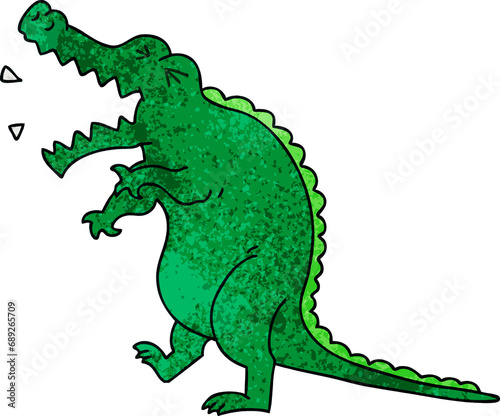 hand drawn quirky cartoon crocodile