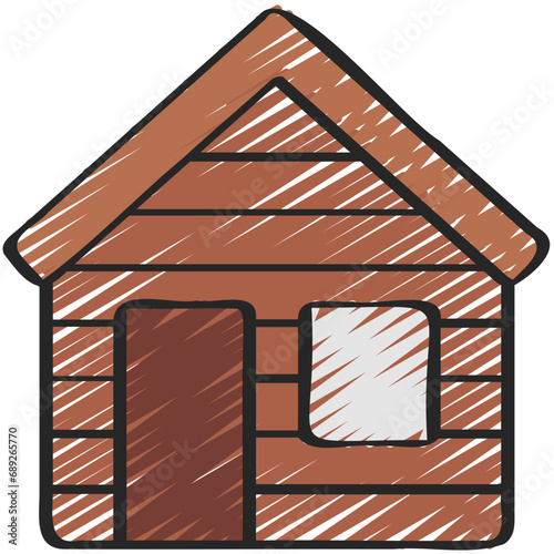 Wooden Log Cabin Icon