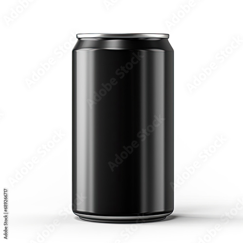 Black Drink Can Packshot Mockup Isolated on White Background