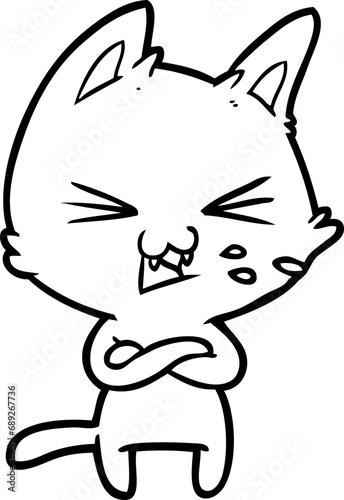 cartoon cat with crossed arms