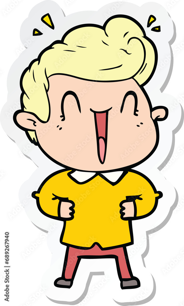 sticker of a cartoon excited man