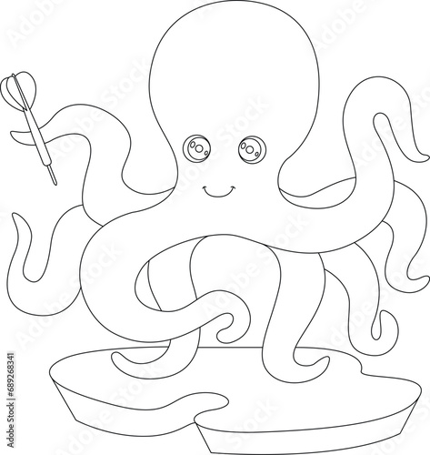 Octopus Darts Dart Sport Animal Vector Graphic Art Illustration
