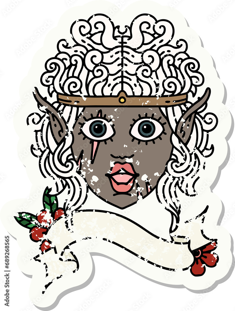 Retro Tattoo Style elf barbarian character face