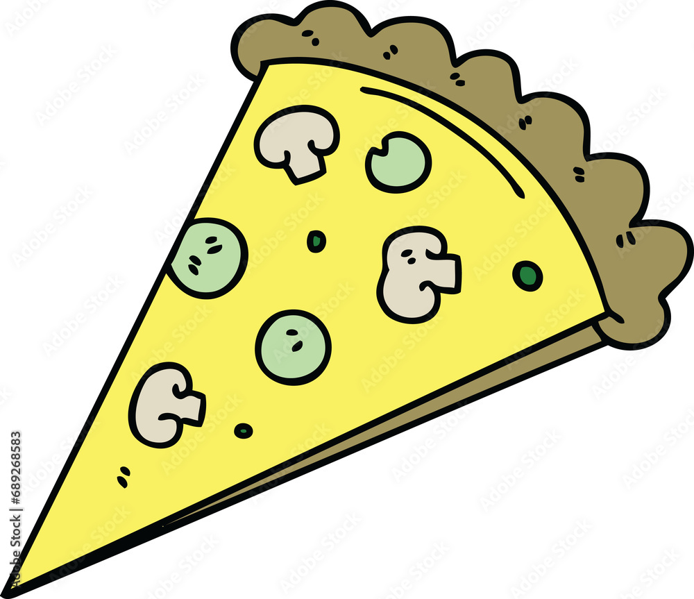 hand drawn quirky cartoon slice of pizza hand drawn quirky cartoon slice of pizza