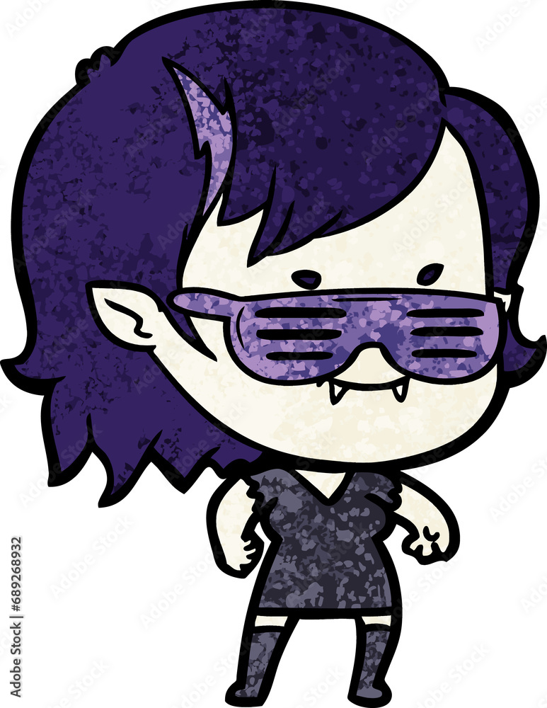 cartoon friendly vampire girl in cool shades cartoon friendly vampire girl in cool shades